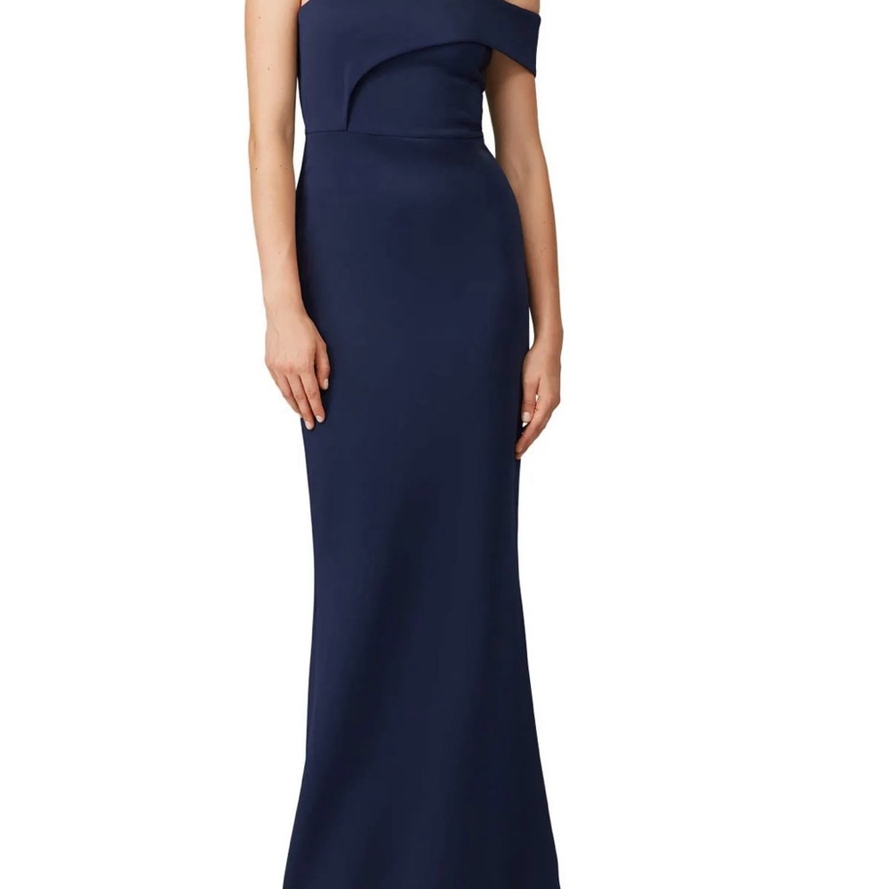 Black Halo Midnight Blue One-Shoulder Maxi Dress
